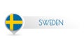 Sweden flag. Circle flag button in the map marker shape. Swedish country icon, badge or banner. Vector illustration.